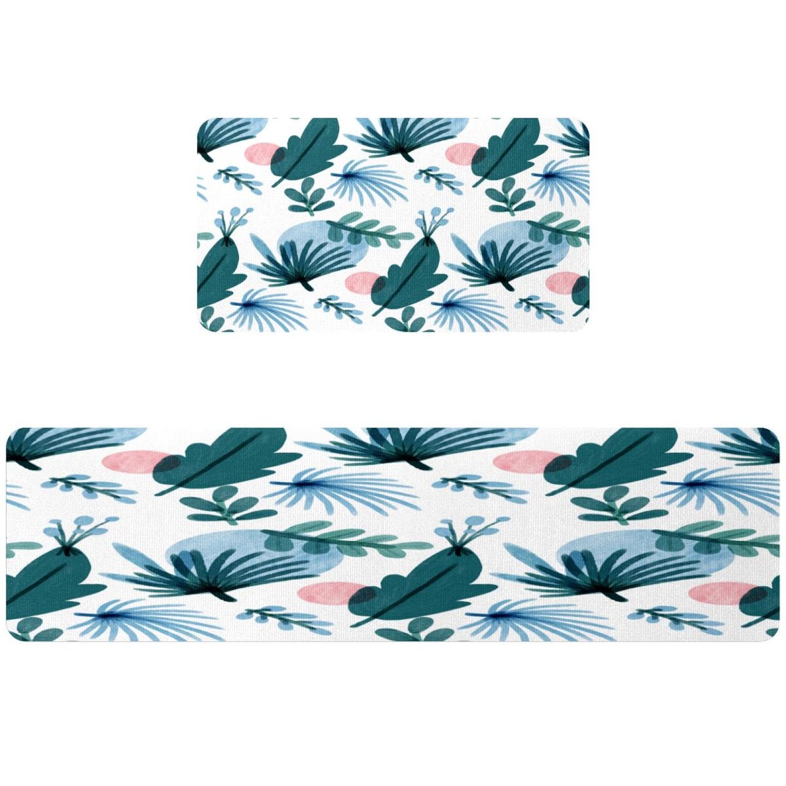 Tapete absorbente para cocina lavable con base antideslizante pack de 2 alfombras de flores