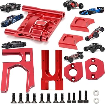 Alloy Center Diff Mount+Differential Cover Mount+Sliding Motor Mount Upgrades for ARRMA 1/8 Typhon/Kraton/Outcast/Notorious/Talion 6S BLX,1/7 Mojave 6S BLX/Limitless(Red)