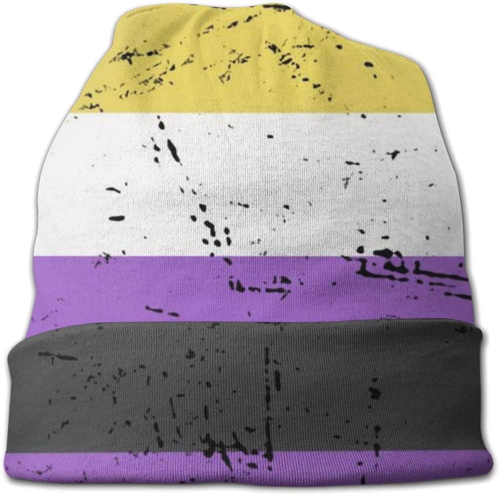 YISHOW Non Binary Pride Flag Beanie Baggy Hat Slouchy Skull Beanie for Men Women - Image 3