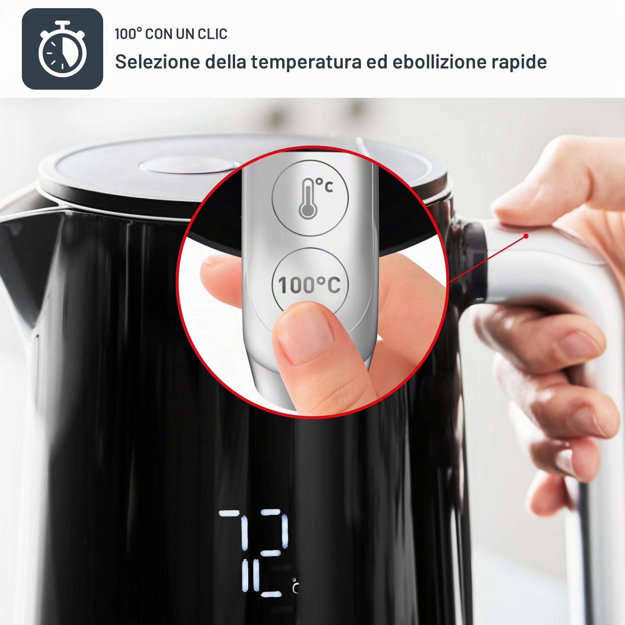 Tefal - KO8508 Smart N Light, Bollitore, 1,7 l, con display digitale, 5 impostazioni di temperatura, mantenimento calore, indicatore di temperatura reale, base girevole a 360°