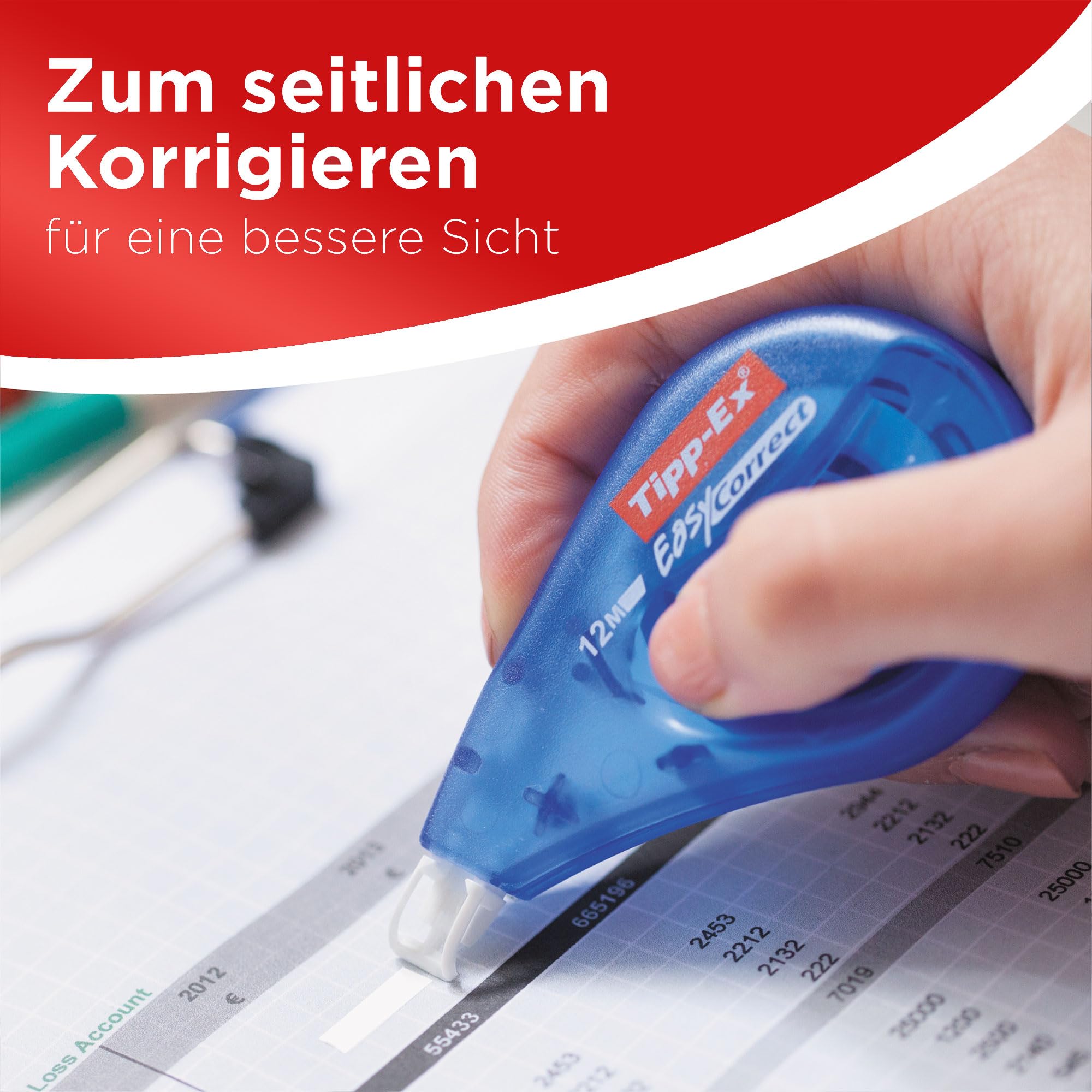 BIC Tipp-Ex Korrekturroller Easy Correct zum seitlichen Korrigieren, 12m x 4,2mm, 10er Pack, Ideal für das Büro, das Home Office oder die Schule