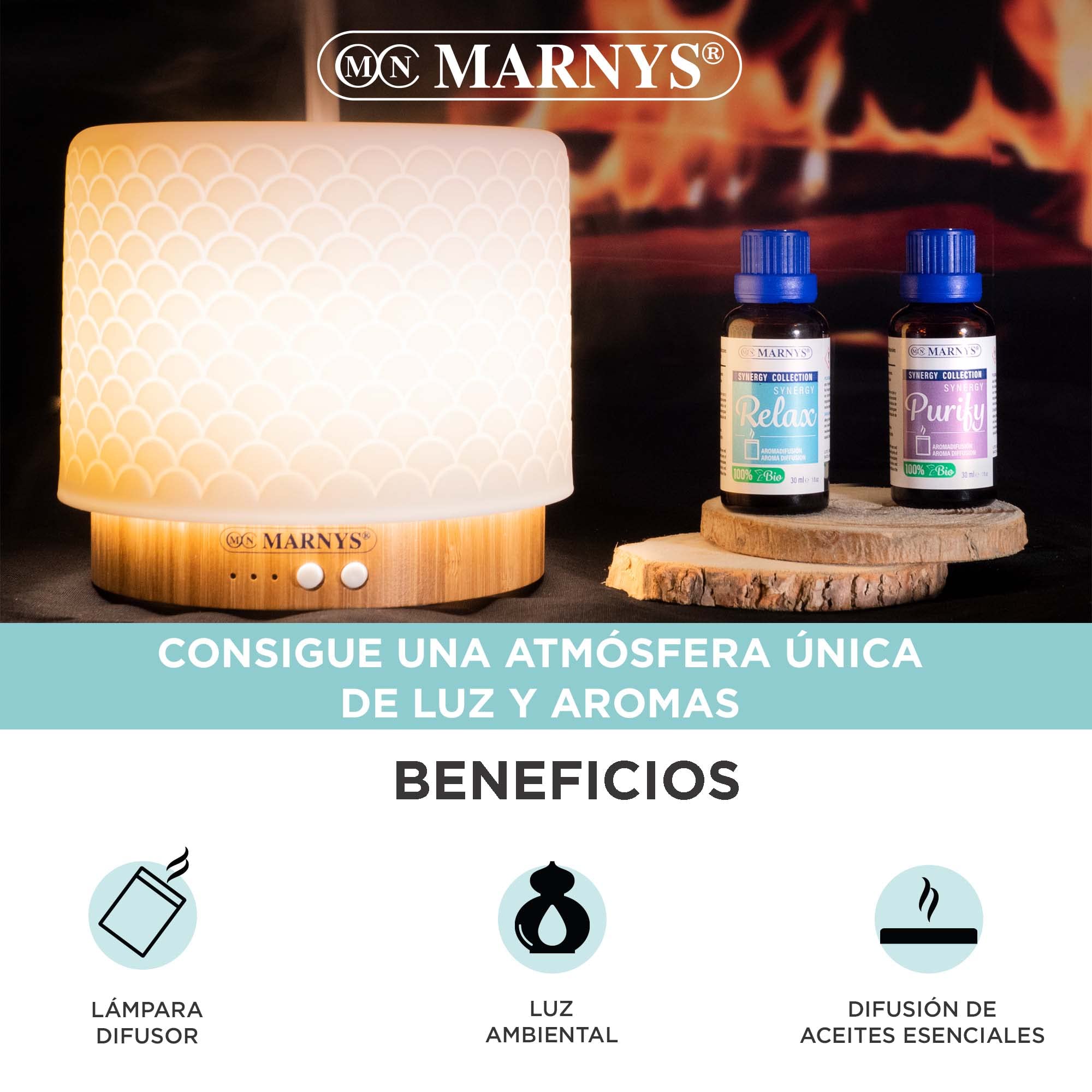 Marny, Ceramiczna lampa dyfuzora aromatów, dyfuzja olejków eterycznych, Relaksujące światło otoczenia, 3 tryby światła i 2 tryby dyfuzji