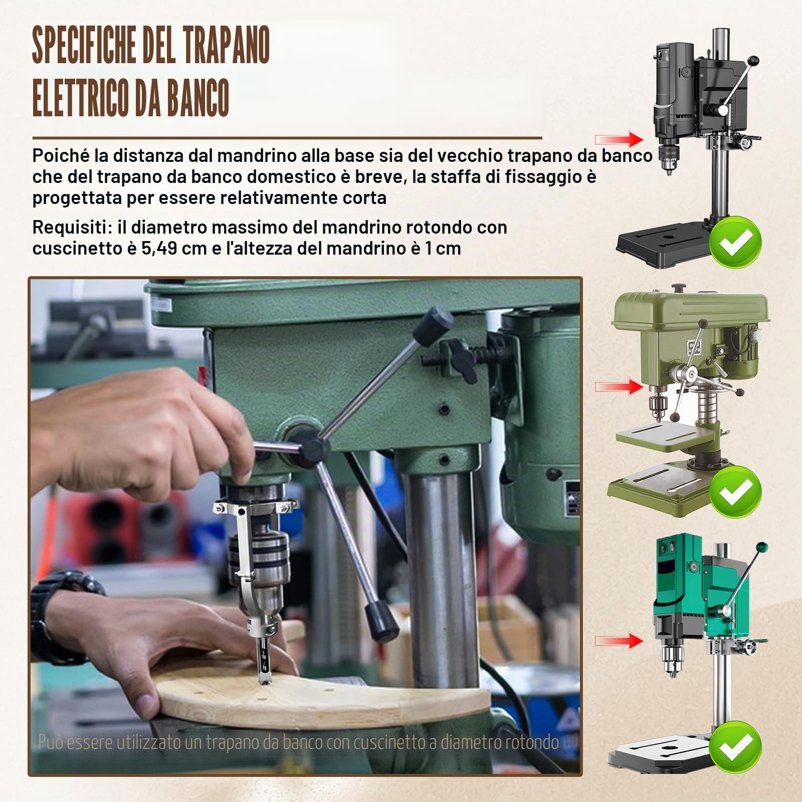 Set di punte da trapano a foro quadrato, per la lavorazione del legno HSS, per mortasatura del legno, set di punte da trapano con adattatore, 6,4 mm, 8 mm, 9,5 mm, 10 mm, 11 mm, 12,7 mm, 14 mm, 16 mm