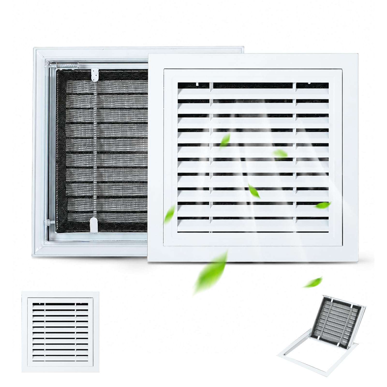 Aluminum Louvered Gable Vent, Boost Ventilationand Guard Against Moisture Square Return Louver Grille for Ventilation Exterior Door House Attic Garage Ceiling 6x6in
