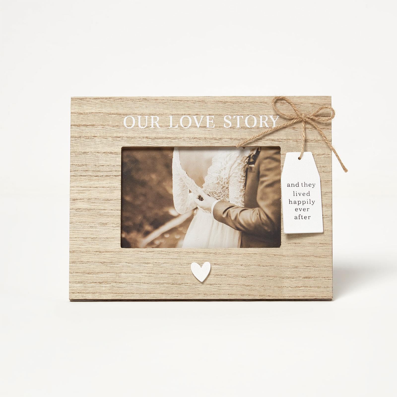 HOMESCAPES Wedding Photo Frame – 4x6 Landscape Love Story Design