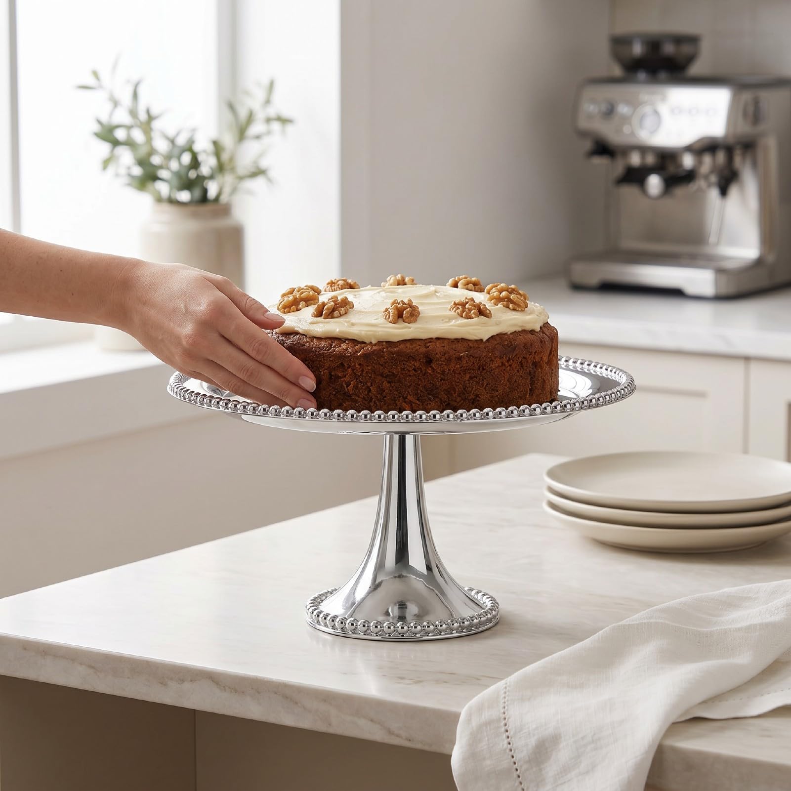Soporte para Tartas, Bandeja para Postres con Pie de Acero