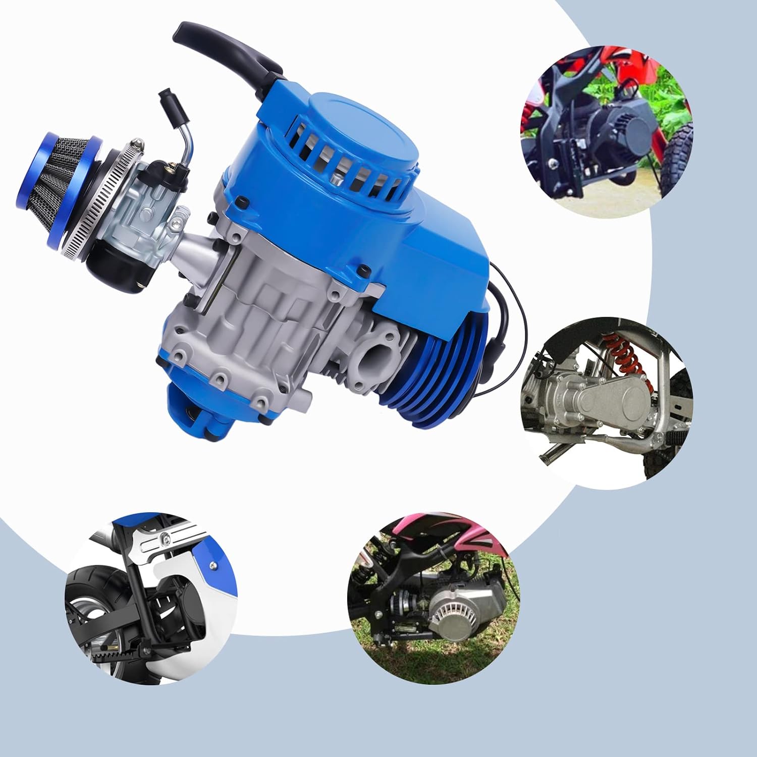 49CC Racing Engine Kit - 2-Stroke High-Performance Engine Motor with 6-Tooth 25H Sprocket, Pull Start Engine Motor 1.8KW Power & 11,000 RPM for Pocket/Mini Dirt Bike/ATVs