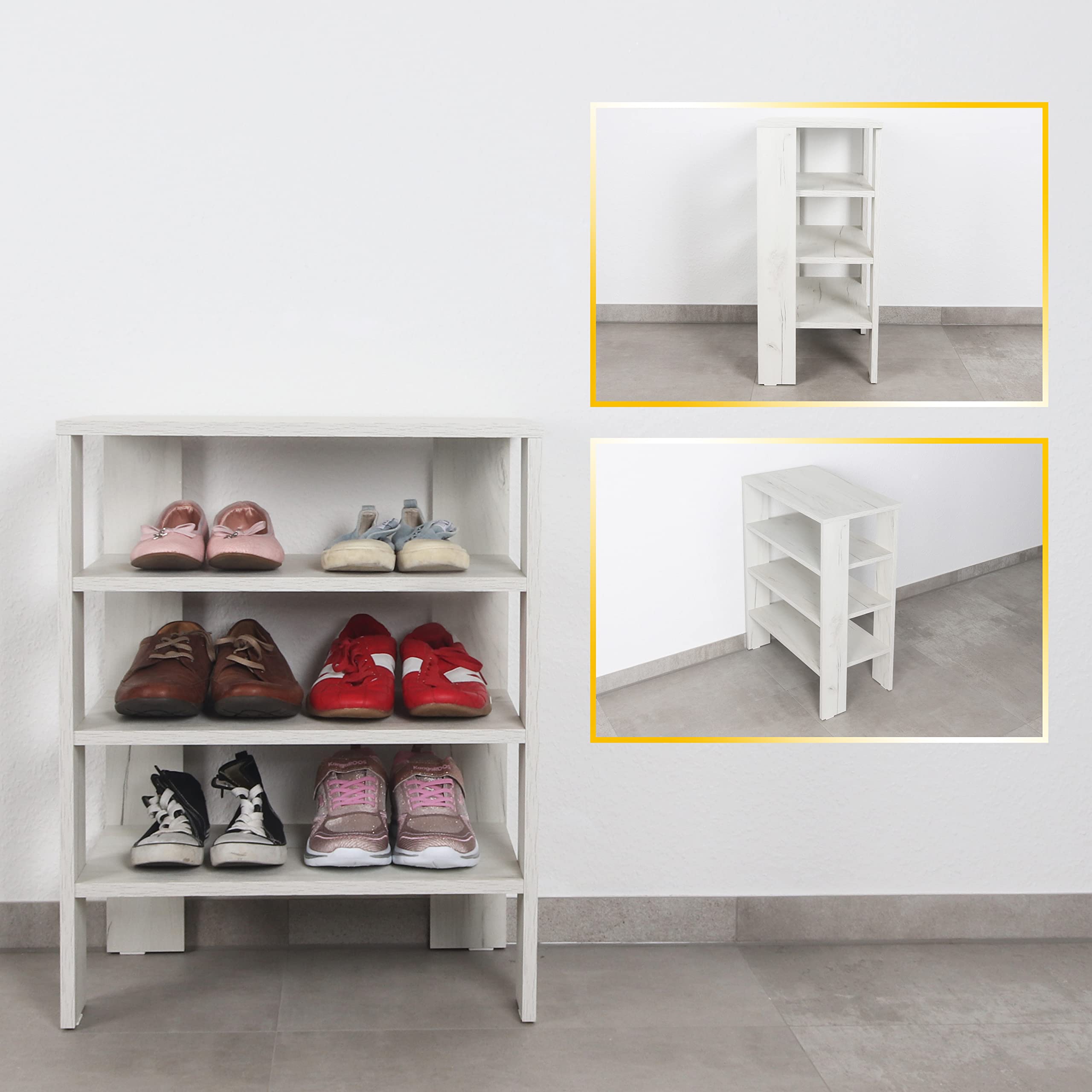 RICOO Regał na buty WM039-EP 70 x 55 x 32 cm regał drewniany dąb Picard regał stojący szafka na buty regał na książki organizer szafka na książki szafka do salonu