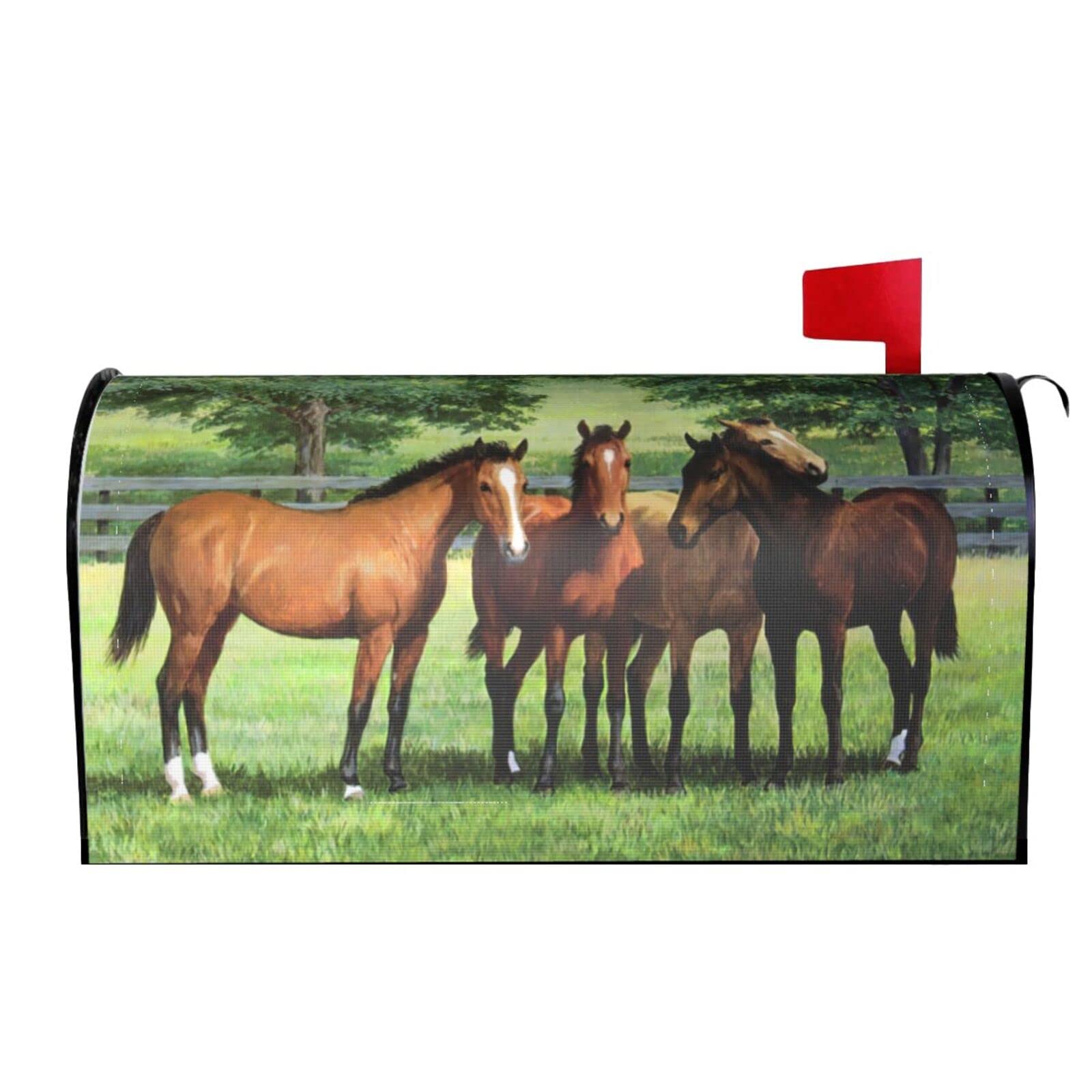 Four Horse Mailbox Covers Magnetic Wraps Post Letter Box Cover Garden Home Decor