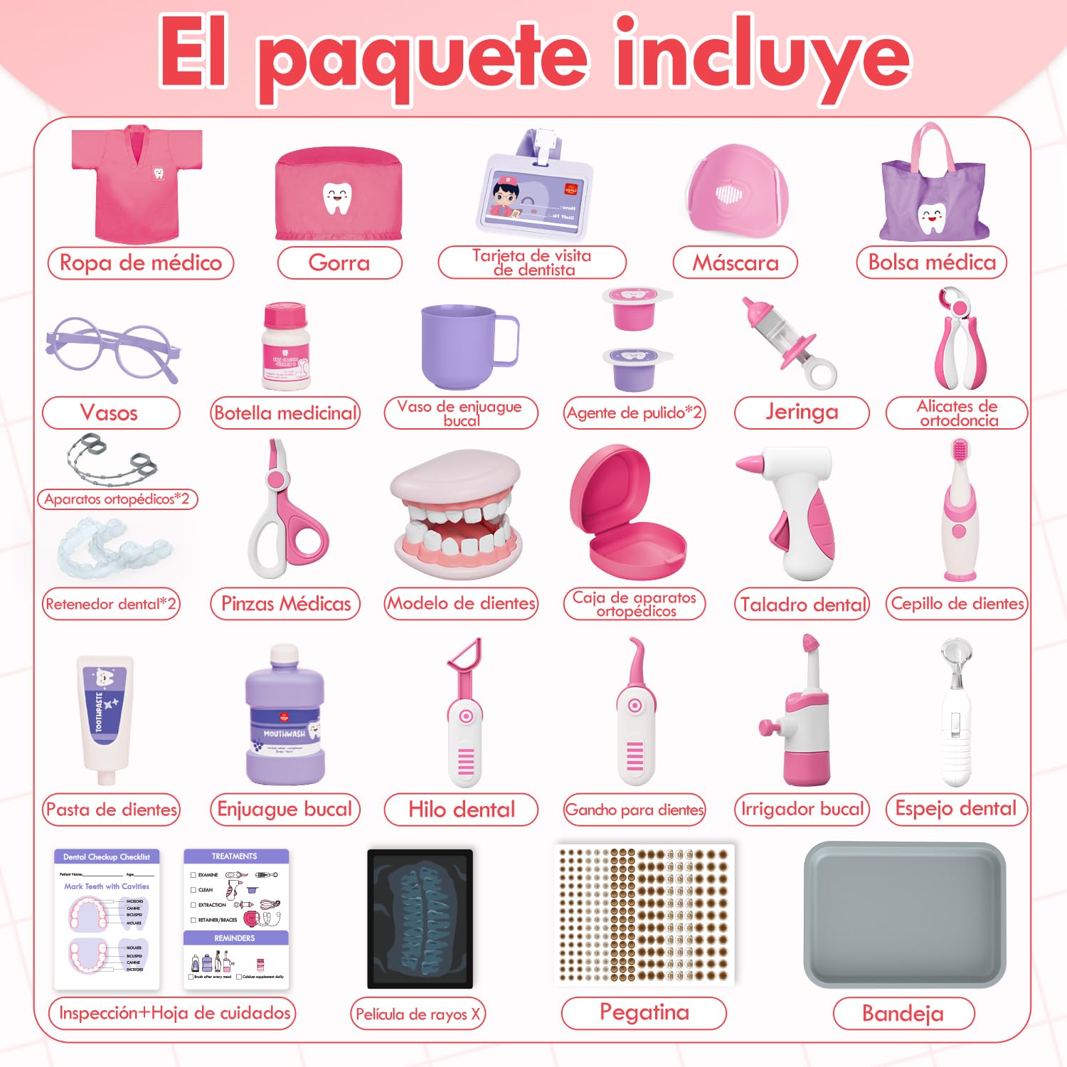 Lehoo Castle Maletin Medicos Juguete, Juego de Dentista, Doctora Juguetes, Kit Medico Infantil, Juguetes Niños 3 Años(Rosa) | Bolsa médica con masilla, bolsas médicas, juguetes médicos, juegos de rol, regalo para niñas de 3 4 5 años (rosa)