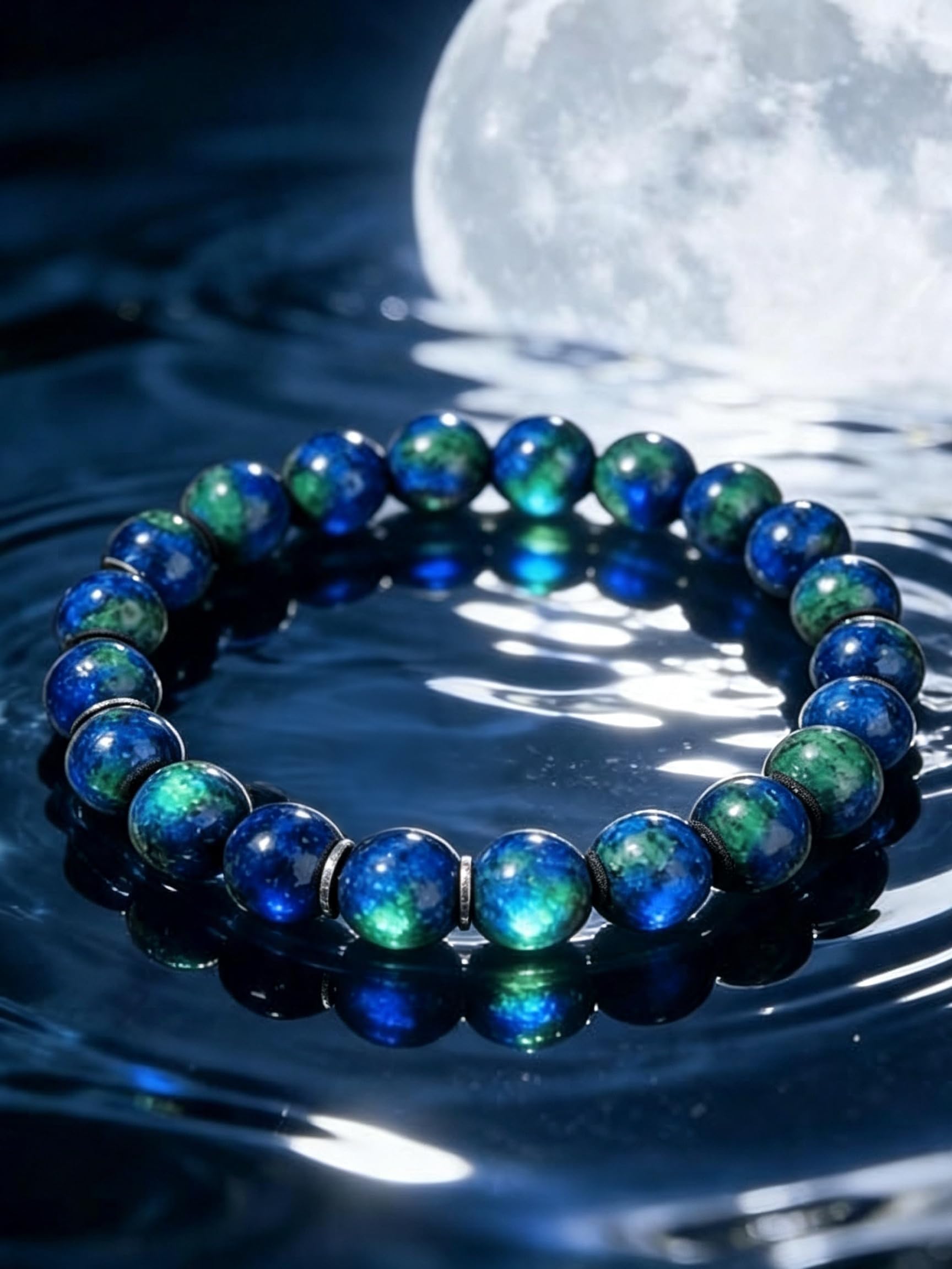 Bracelets for Women Men Natural Blue Lace Agate Lapis Lazuli Stone Beaded Bracelet Elastic Bracelets for Calming Balance Stackable Jewelry for Men Trendy Bracelet Gifts for Multi-Color