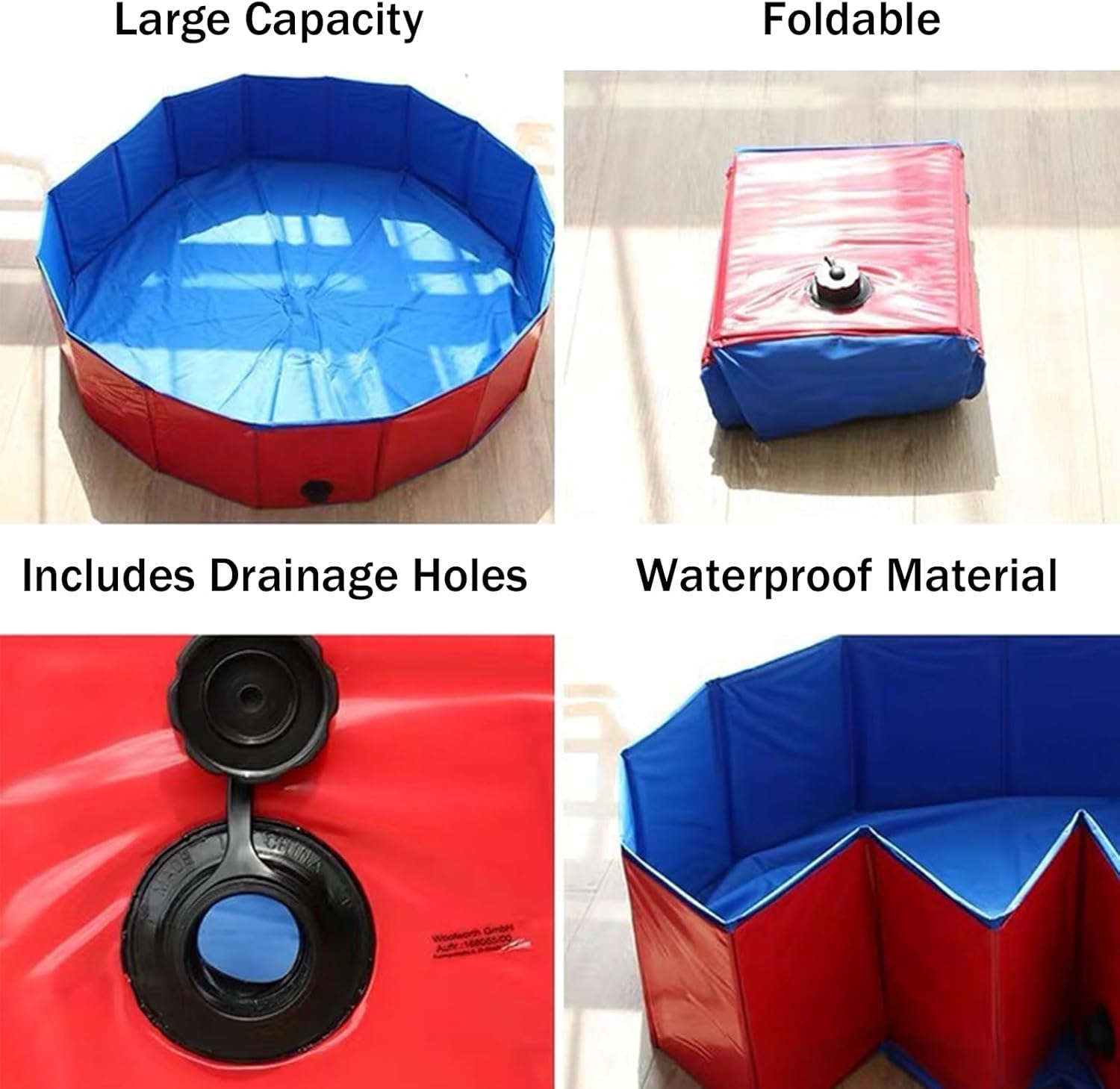 Foldable Dog Swimming Pool, Made of Non Slip Material, Requires No Inflation, Quick to Assemble, Suitable for Puppies, Small, Medium and Large Dogs, Cats A Teflon Blue XL