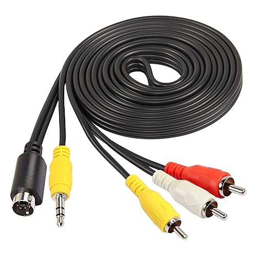 XMSJSIY S-Video 7 pines con 0.138in 18" TRS macho a 3 RCA macho adaptador de cable extensor de video compuesto para DVD, TV, HDTV, reproductores de
