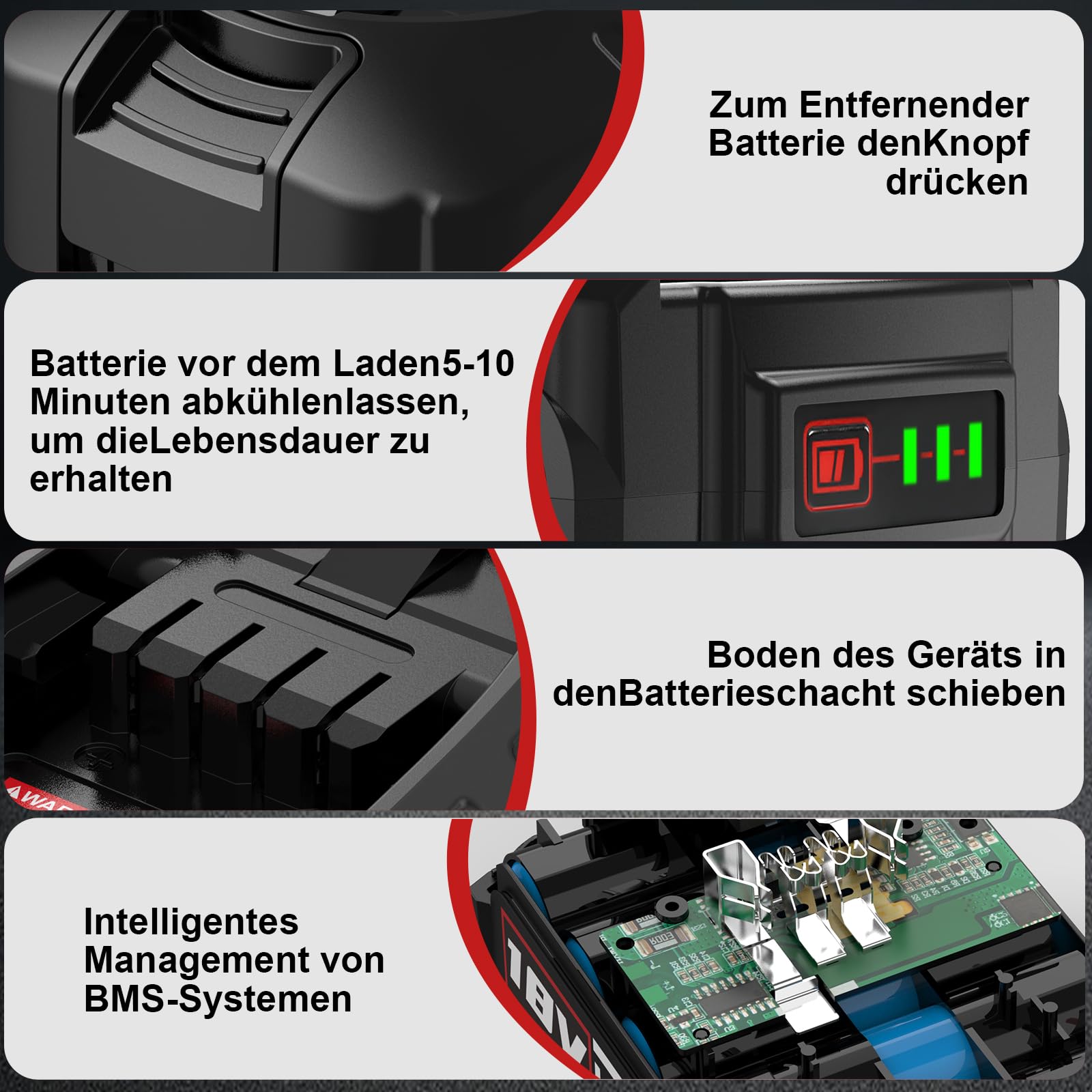 Repuesto para batería Bosch y cargadores rápidos de 18 V (2 baterías de iones de litio de 5,0 Ah, 1 cargador rápido). Compatible con Bosch Home y Garden Tools