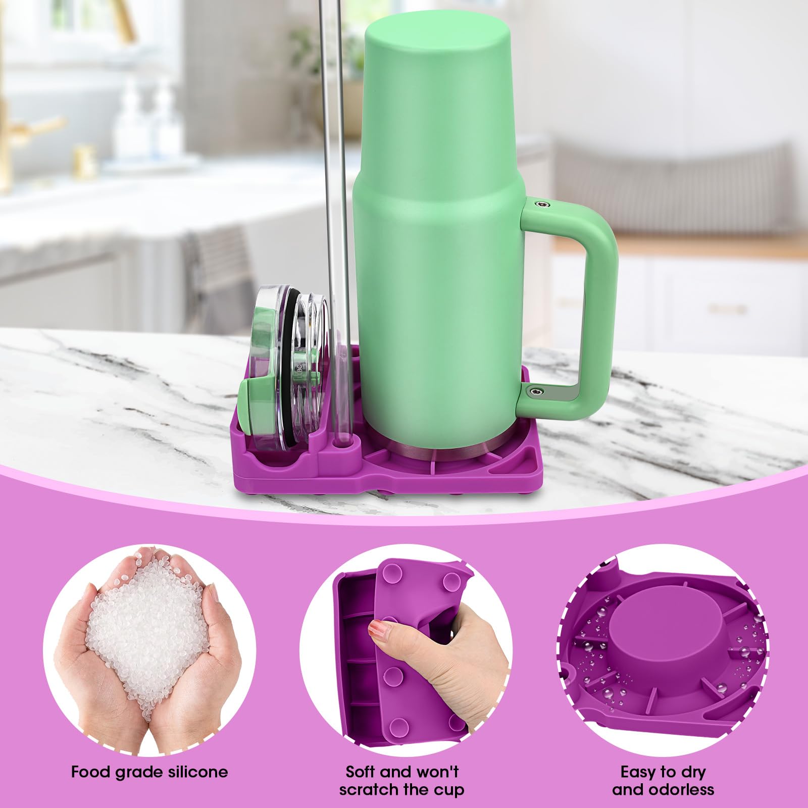 Haldane Cup Drying Rack for Stanley,Tumbler Drying Rack,Tumbler Drying Stand, Travel Bottle Drying Rack for Stanley Cups 30/40 oz, Lids, Straws, Stanley Cup Accessories Quick Dryer,Save Space,Pink