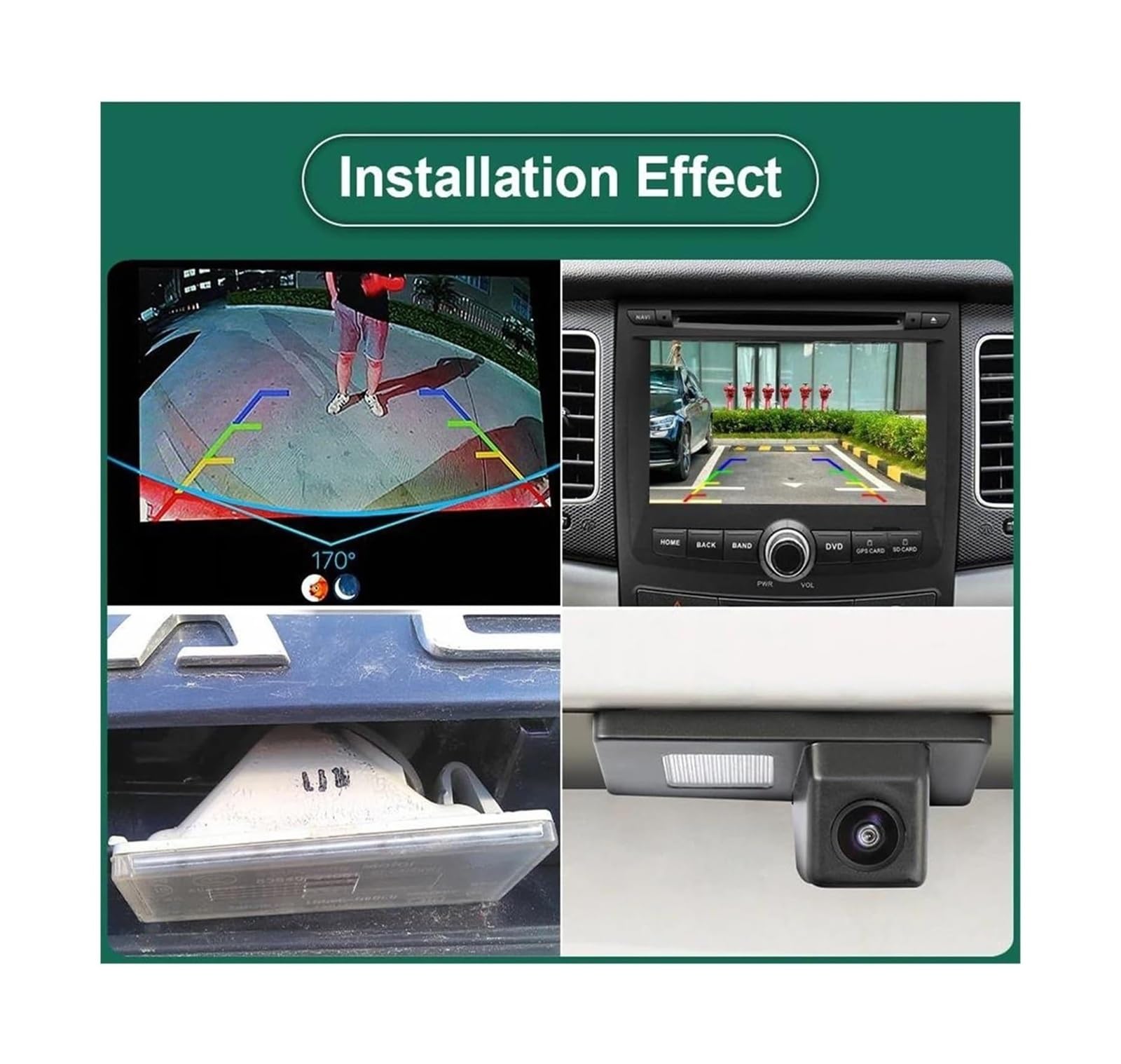 Cámara Visión Trasera Kit De Cámara Marcha Atrás Con Luz Matrícula Coche Visión Nocturna CCD Para Rexton Para Lester Para Kyron Para Korando 2011-2014(AHD7 20P-CVBS720P)