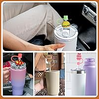Vista 4 de 10 fundas de popote compatibles con vasos Stanley de 30 y 40 onzas, reutilizables, bonitas puntas de silicona para popotes, protectores de tapas