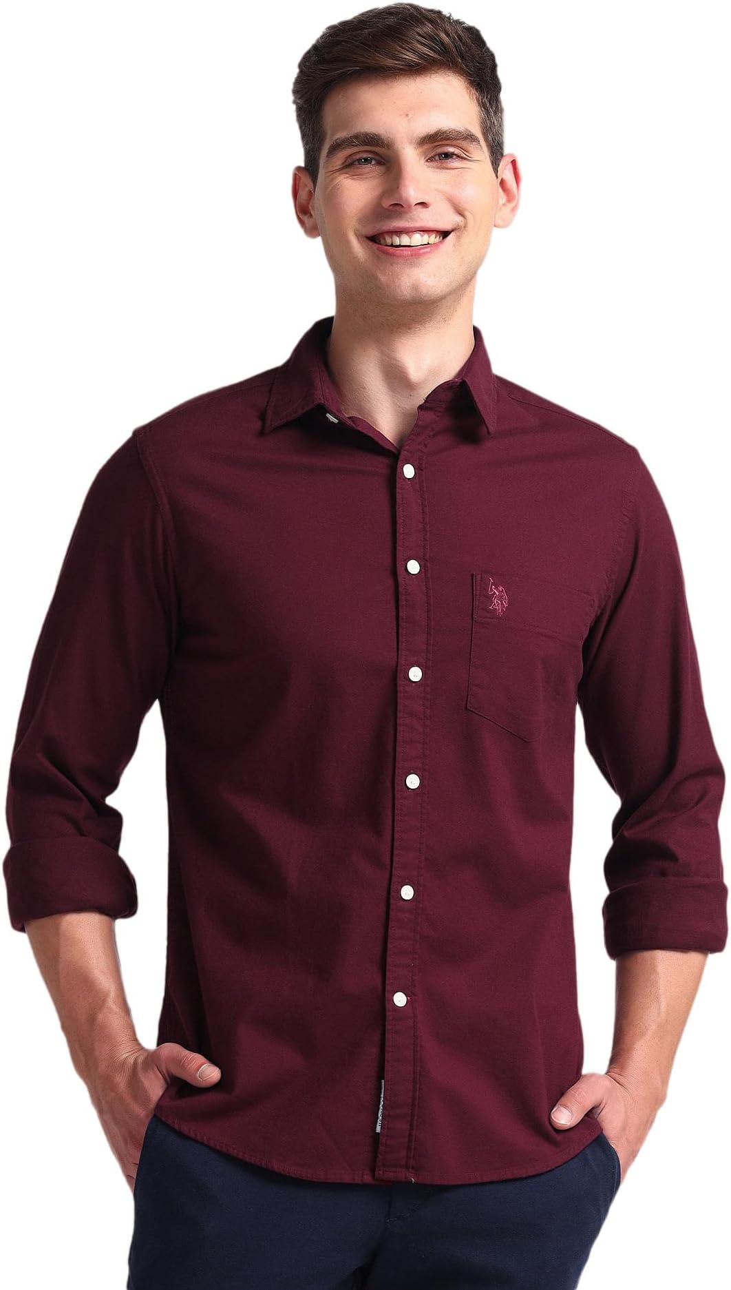 U.S. POLO ASSN. Men's Solid Cotton Dobby Tailored Fit Shirt