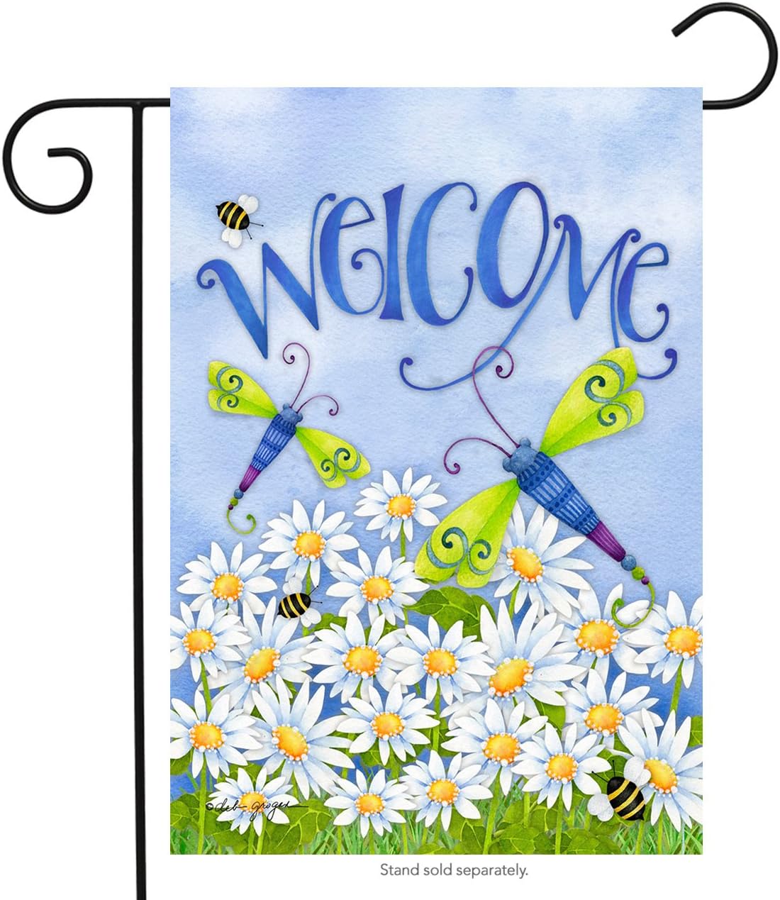 VEPOWER ane ane001 Briarwood Lane Dragonfly Welcome Summer Garden Flag Meadow Daisies Bum