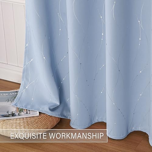 Miniatura 6 de BUHUA Juego de 2 paneles de cortinas opacas para dormitorio, con aislamiento térmico, con ojales, para oscurecer la habitación, cortinas y cortinas