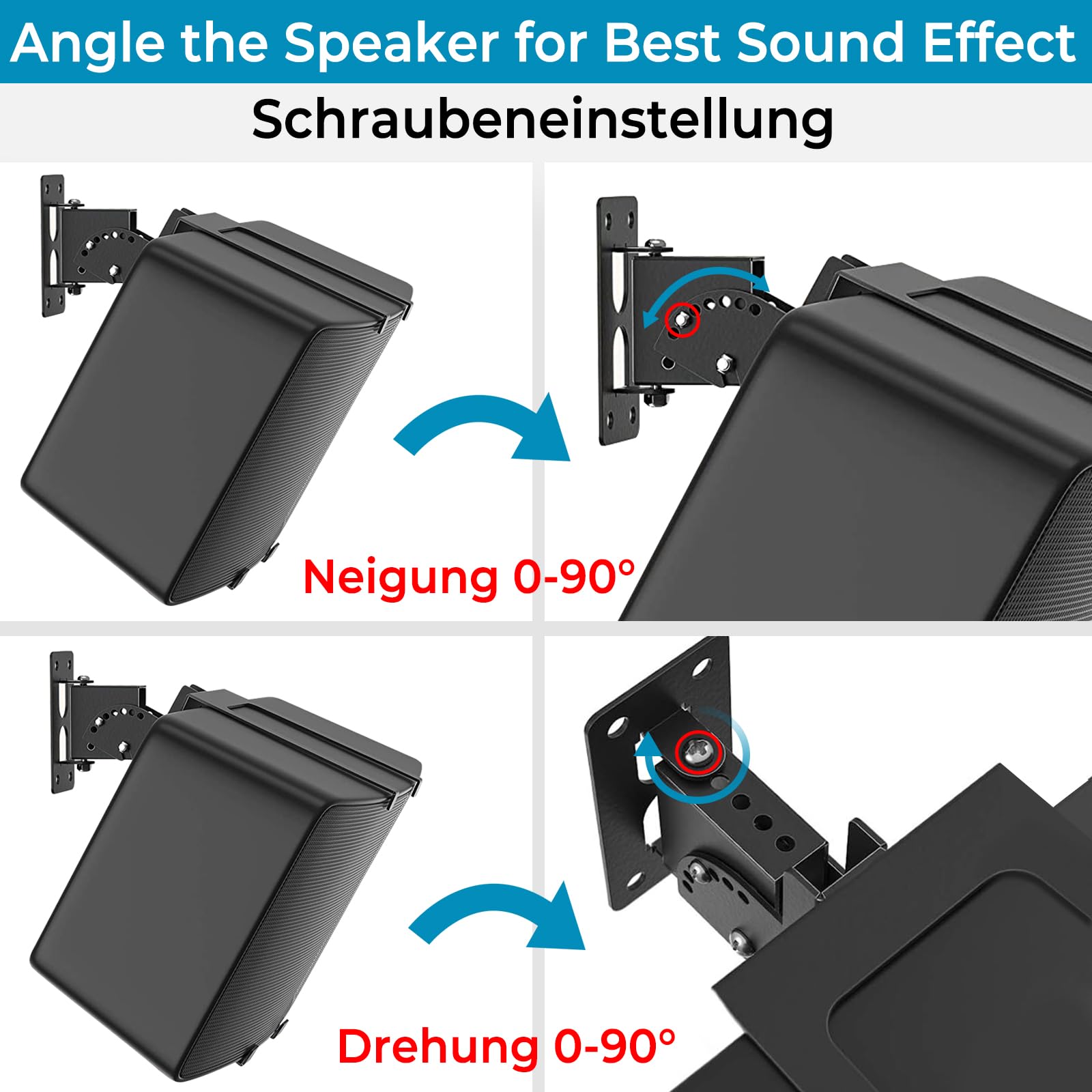 Dinghosen Support mural compatible avec Sonos Play 5 Gen 2 - Réglage pivotant et inclinable - Support de montage pour haut-parleur Sonos Play 5 - Noir (avec kit de montage mural)