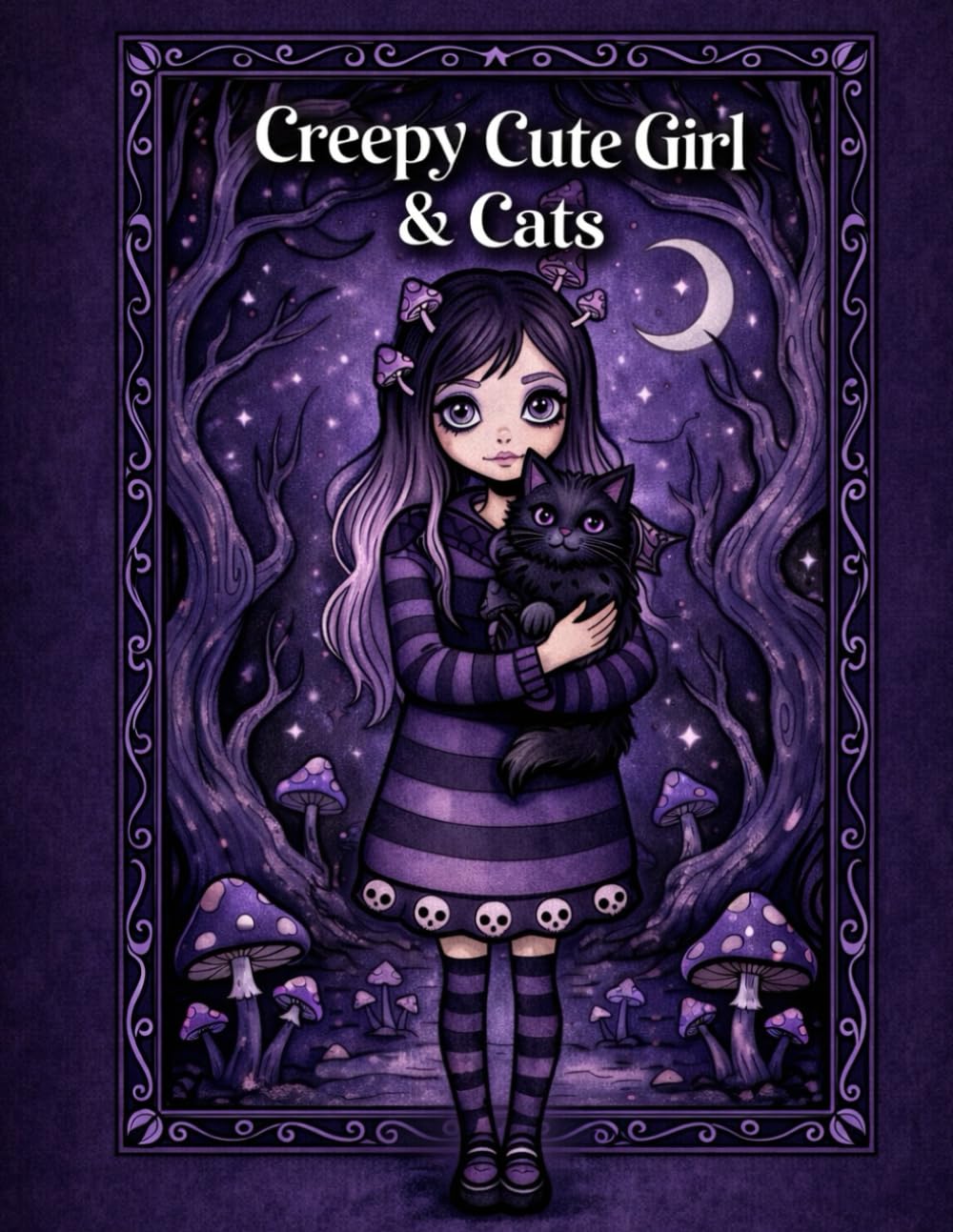 Creepy Cute Girl & Cats: A Creepy Cute Coloring Book for Cat & Fantasy Lovers