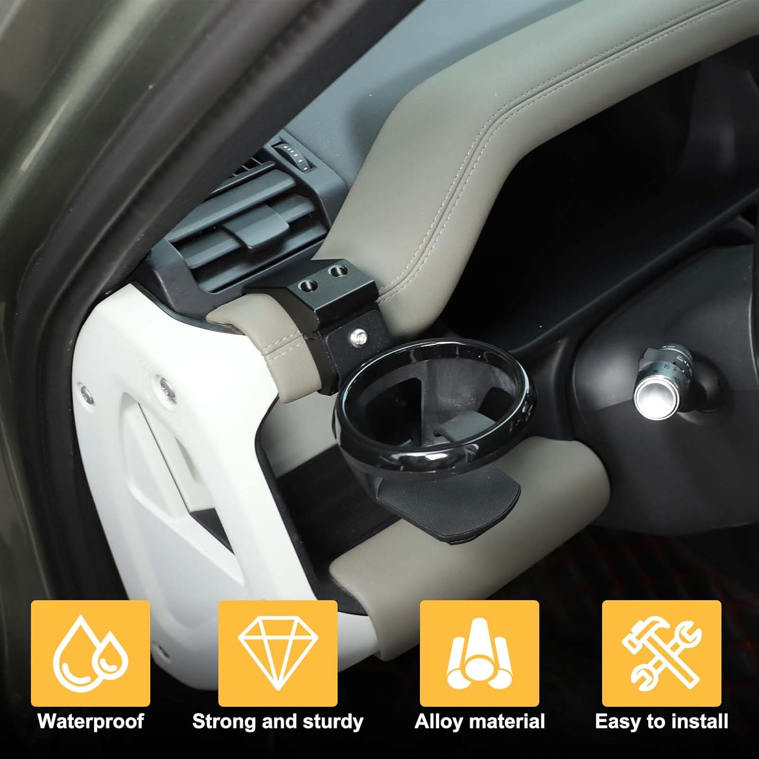 Dashboard Cup Holder Compatible with L@nd Rover Defender 90/110/130 2020-2025 Accessories, Cup Holder Expander for LR Defender 2024, Black Cup Drink Holder 1Pcs (Style A, Dashboard)