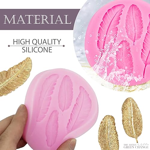 Miniatura 3 de Moldes de plumas para hornear  Moldes de caramelo rosa, moldes de silicona para jabón para manualidades de arcilla, moldes de plumas de fondant para