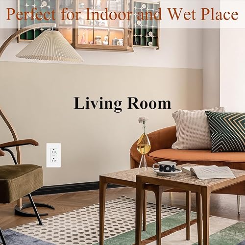 Miniatura 7 de Greencycle GFCI - Juego de 4 salidas GFCI de 20 amperios, placa de pared sin tornillos blanca de 20 A, tomas Gfci de autocomprobación de 20 A,