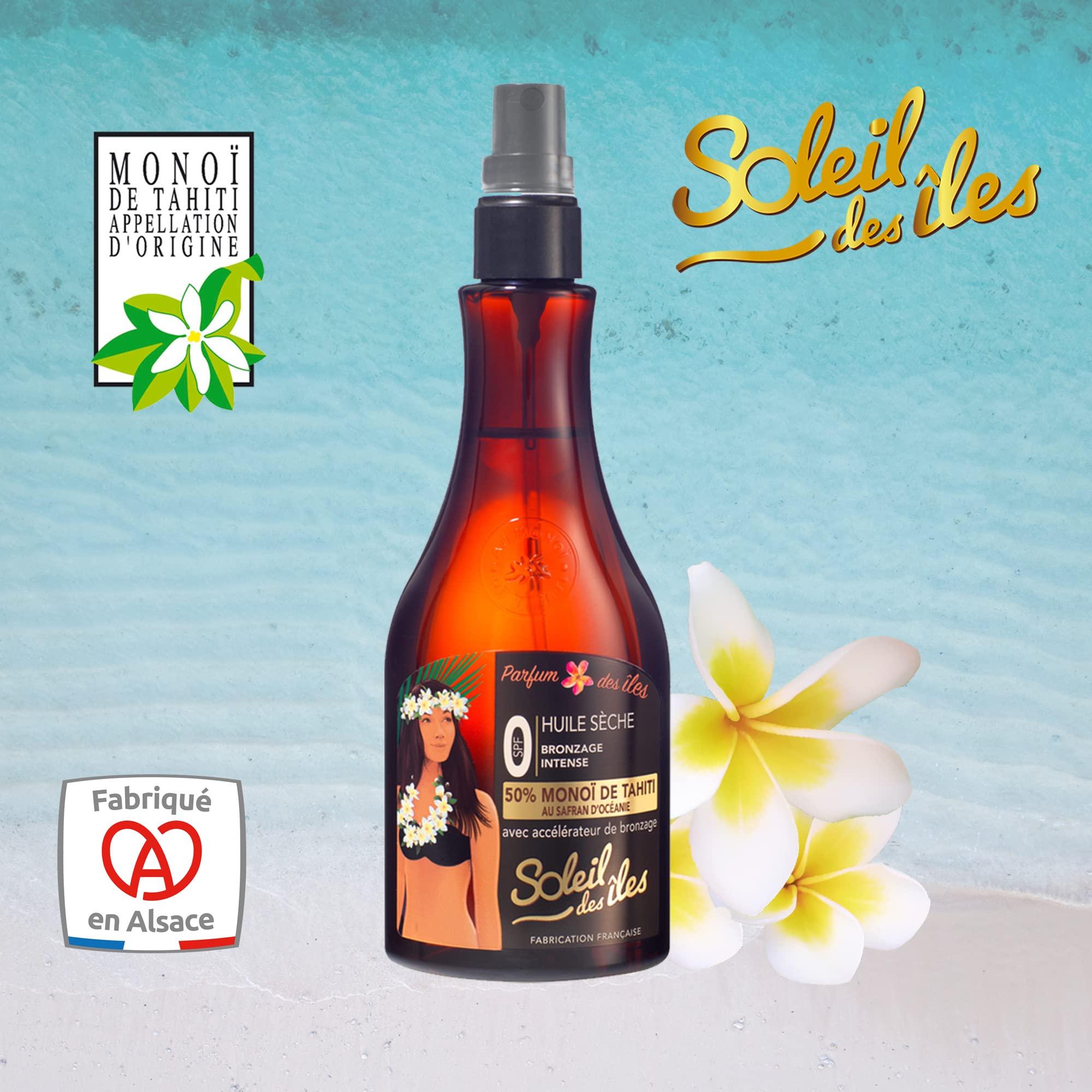 Soleil des Îles | 100% naturalny suchy olej do opalania - zapach wysp - akcelerator opalania - wyprodukowano we Francji