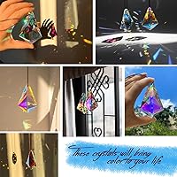 Vista 5 de STINO - 2 prismas grandes de cristal de 5 pulgadas, atrapasoles colgantes con prisma de cristal, fabricante de arco iris para ventanas, balcón