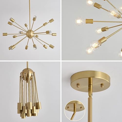Miniatura 7 de Lámparas de araña Sputnik de mediados de siglo de 18 luces, lámpara de techo moderna de montaje semiempotrado industrial, lámparas colgantes retro