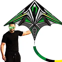 Doinfly Pipa Delta Mecha - Para Crianças E Adultos, Fácil De Empinar, 36 X 55 Polegadas, Pipas Iniciantes, Diversão No Parque Atividades Ao Ar Livre A Família, Legal Com Carretel Corda (Verde)
