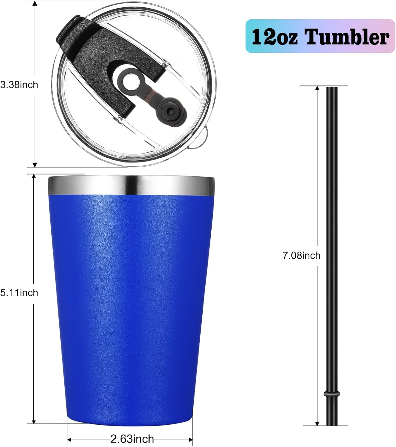 VEGOND 12oz Tumbler Stainless Steel Tumbler bulk Vacuum Insulated Double Wall Travel Tumbler with Lid and Straw Reusable Tumbler, Light blue 1 Pack - Image 4