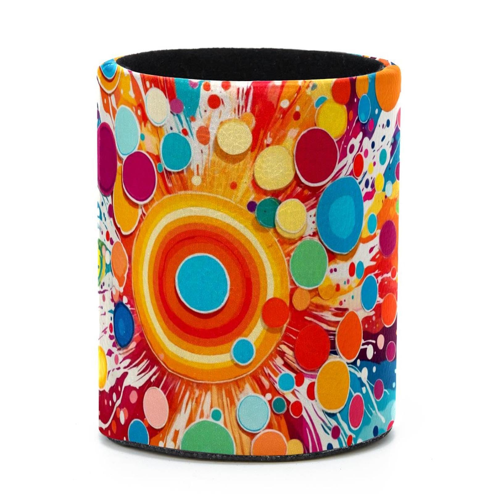 VAPOKF Round Pencil Holders for Desk, Colorful Splash Circles Pattern Pen Holders Pen Pot Makeup Brushes Storage Desktop Stationery Supplies Organiser for Home Office