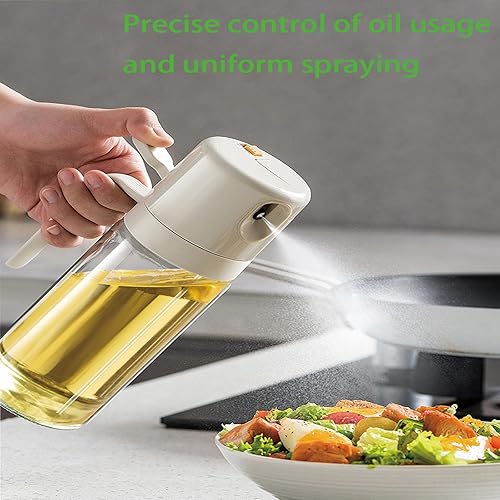 Miniatura 3 de Pulverizador de aceite de oliva  Botella de aceite 2 en 1  Botella de aceite de 19.4 onzas líquidas con boquilla de niebla fina  Pulverizador de
