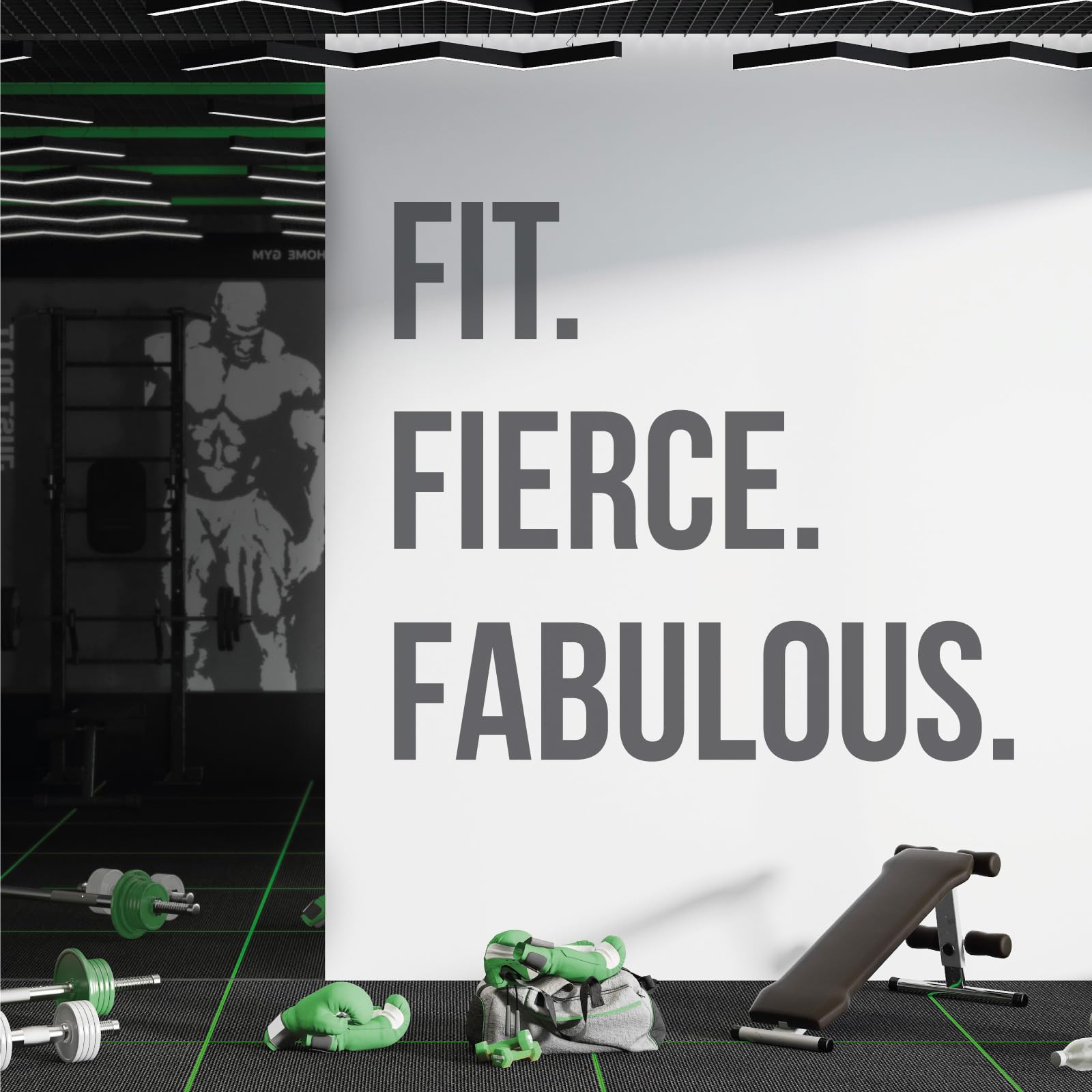 Fit Fierce Fabulous Motivations-Wandtattoo, Motiv Fitnessstudio, Marina