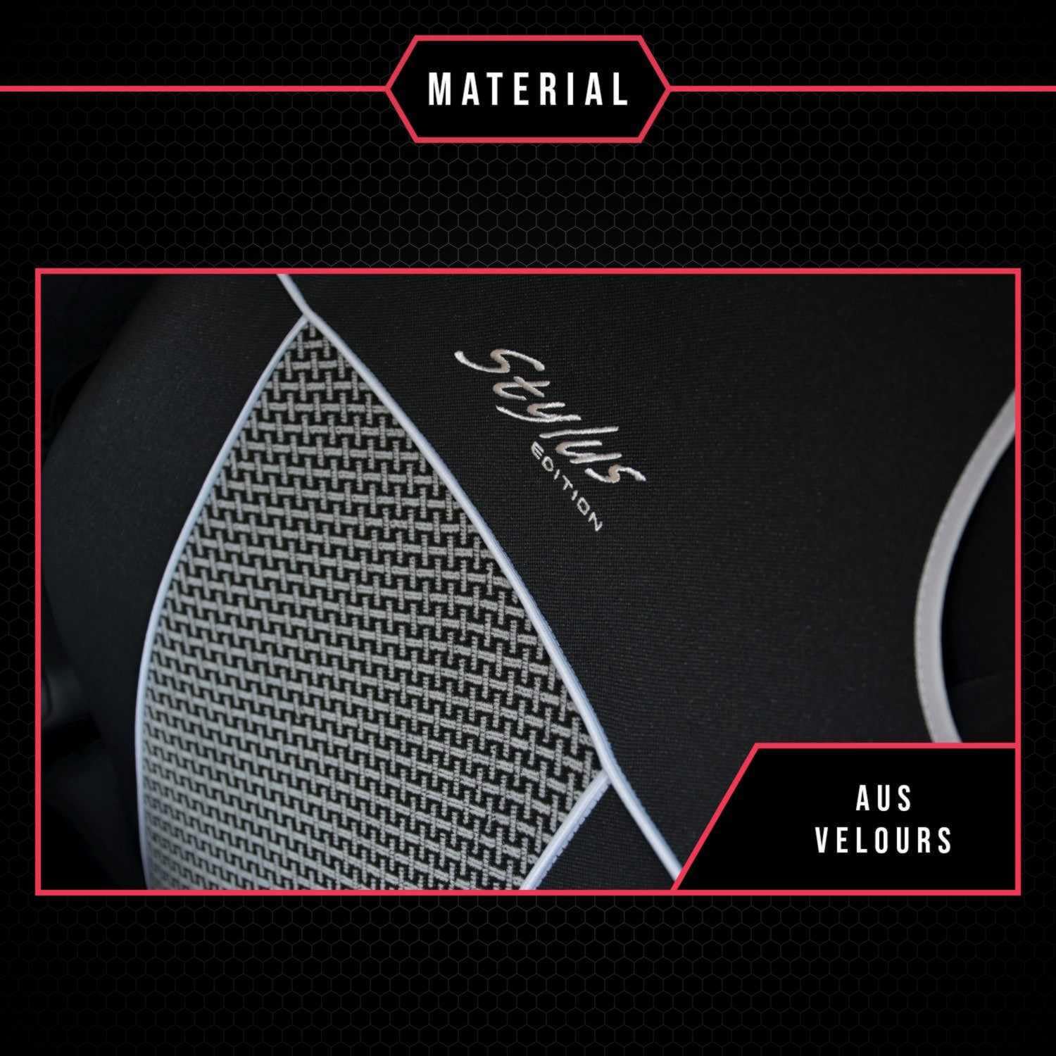 Juego de 2 Fundas de Asiento de Coche, Universal para Coche Fundas para Asiento de Coche poliéster Gris aptas para airbags para Asientos Delanteros 1 + 1 Asientos de Coche Delante