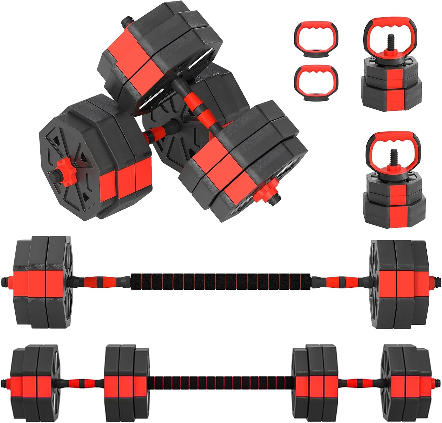 SPORTNOW 6-in-1 Dumbbell Set Dumbbell Set Dumbbells Barbells Adjustable 15 kg Dumbbell Set Dumbbell with Connection Tube Spinlock Collars Dumbbell Set for Strength Training Home