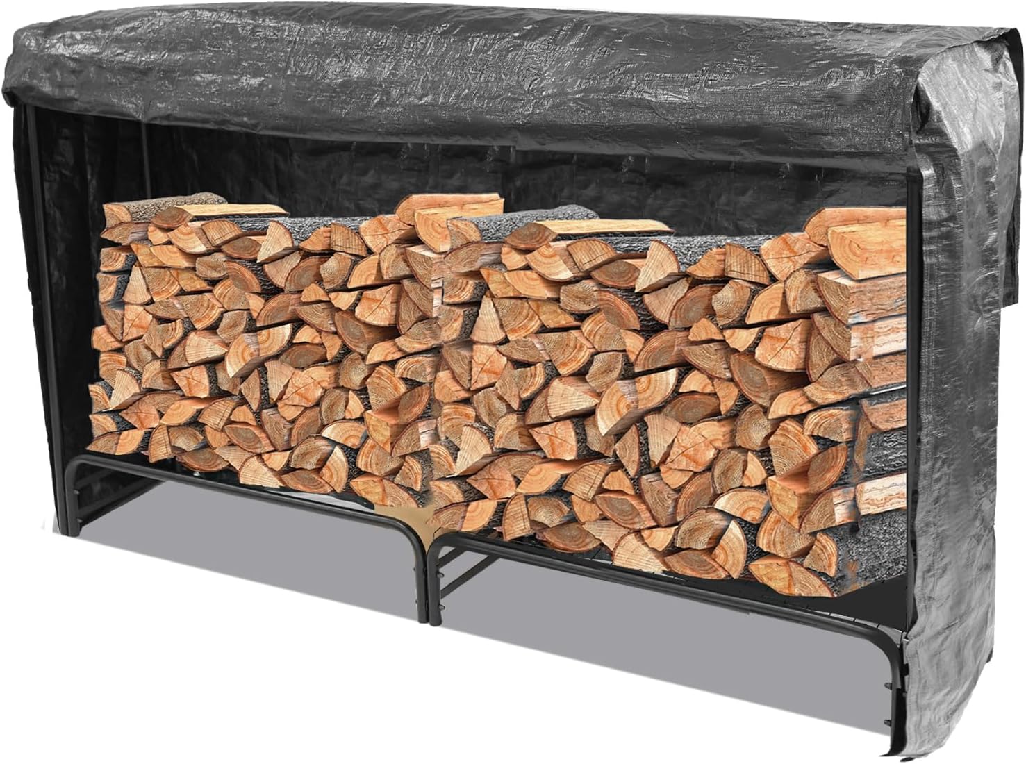 Hugeleaf Firewood Rack with Outdoor Cover, 6.56 Feet Indoor