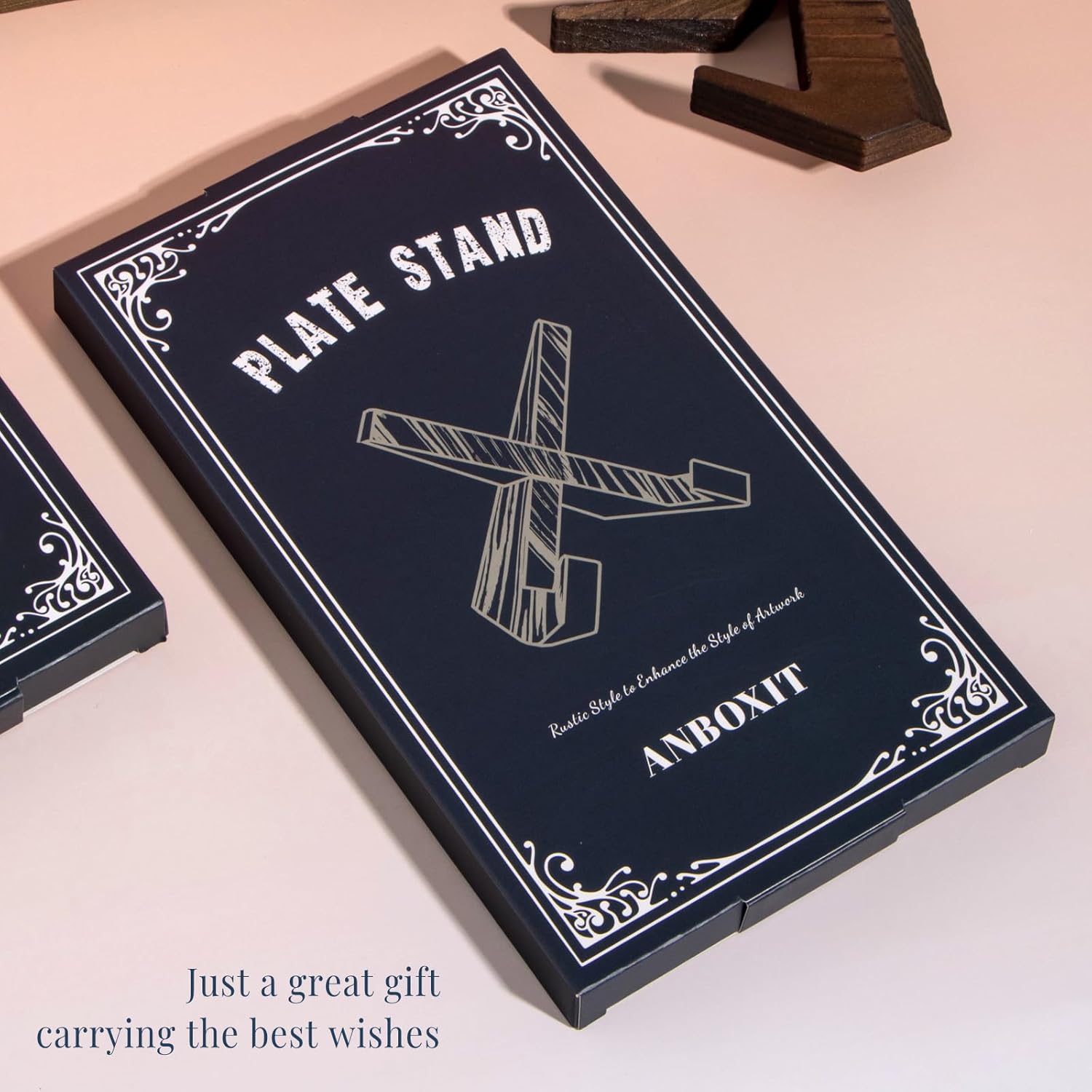 ANBOXIT Plate Stand for Display - 3 Pack 6.5 Inch Plate Holder Display Stand, Wooden Picture Frame Stand, Decorative Table Top Easels for Display