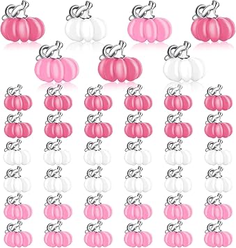 60Pcs Fall Charms, Pink White Pumpkin Charms for Jewelry Making | Alloy Enamel, Thanksgiving DIY Crafts and Gifts, Autumn Earring Necklace Bracelet Making, Harvest Celebration Party Supplies
