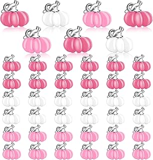 DTOFOOT Fall Charm, 60Pcs Autumn Pumpkin Charms for Jewelry Making, Pink White Pumpkin Pendants Bangle Charm for Bracelet Necklace Earrings Making DIY Crafts