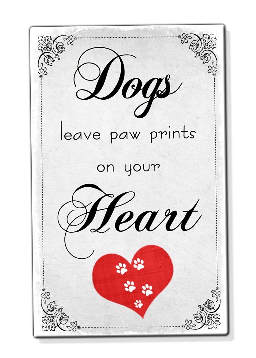 Beenanas Dogs Leave Paw Prints On Your Heart Funny Dog Lovers Fridge Magnet