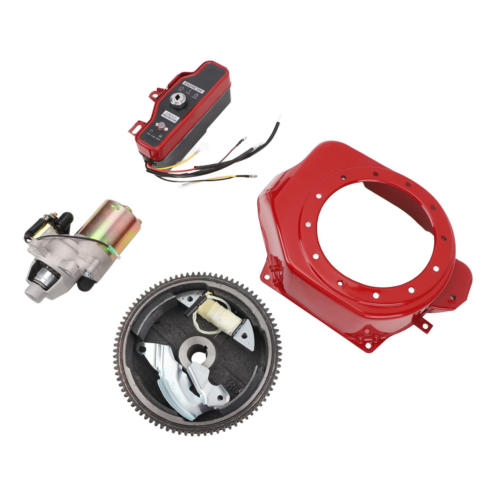 Tapa de Motor de Arranque Gx160 Motores de 4 Tiempos GX200 - Motor de Arranque CompletoCaja de Encendido Tapa de Volante Kit de de Eléctrico de Volante de Encendido