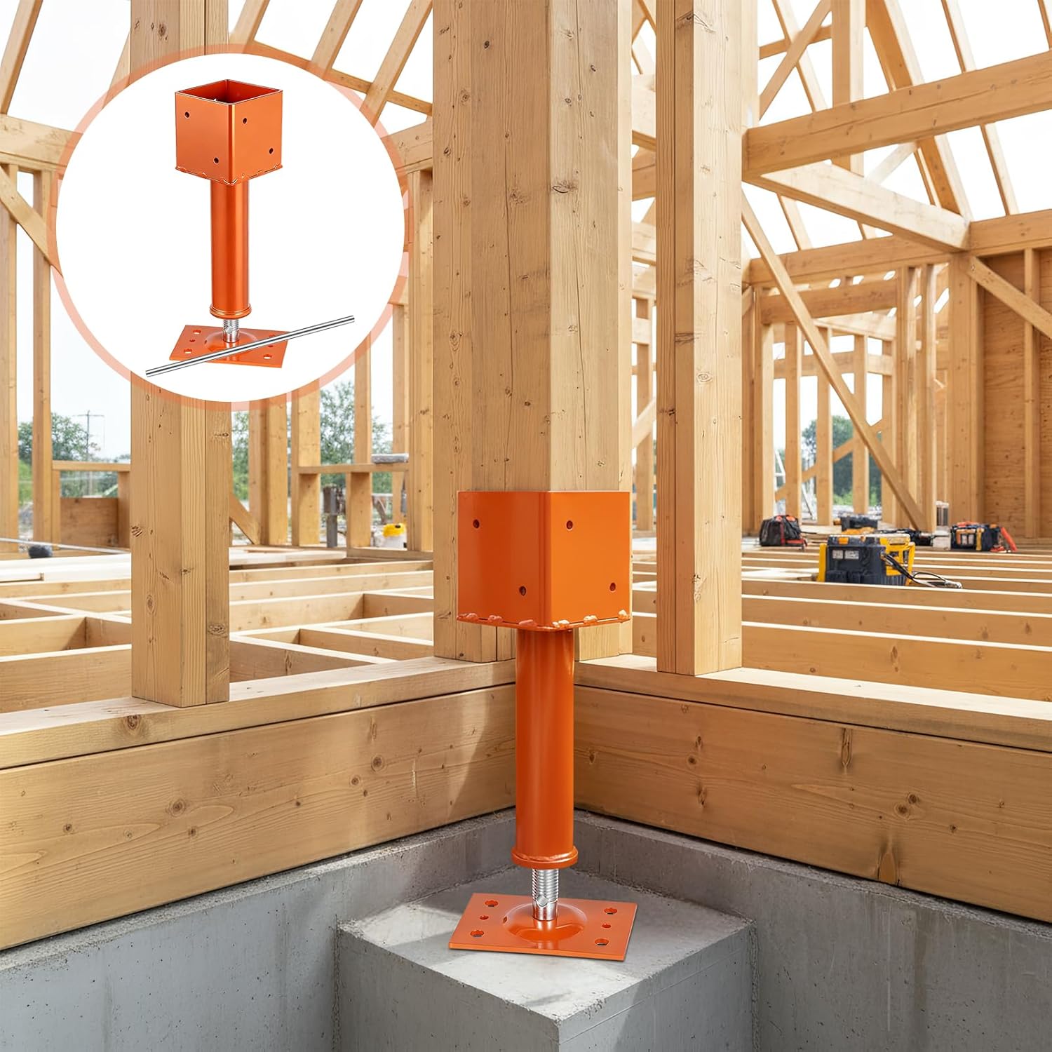 Screw Jack Post,4" x 4" Adjustable House Floor Jacks,13.4"-18.7" Height Range,24000 lbs Max Load Capacity, Temporary House Jack Pole,Lifting Floor Crawlspace Basement Shore Beam (4-PCS)