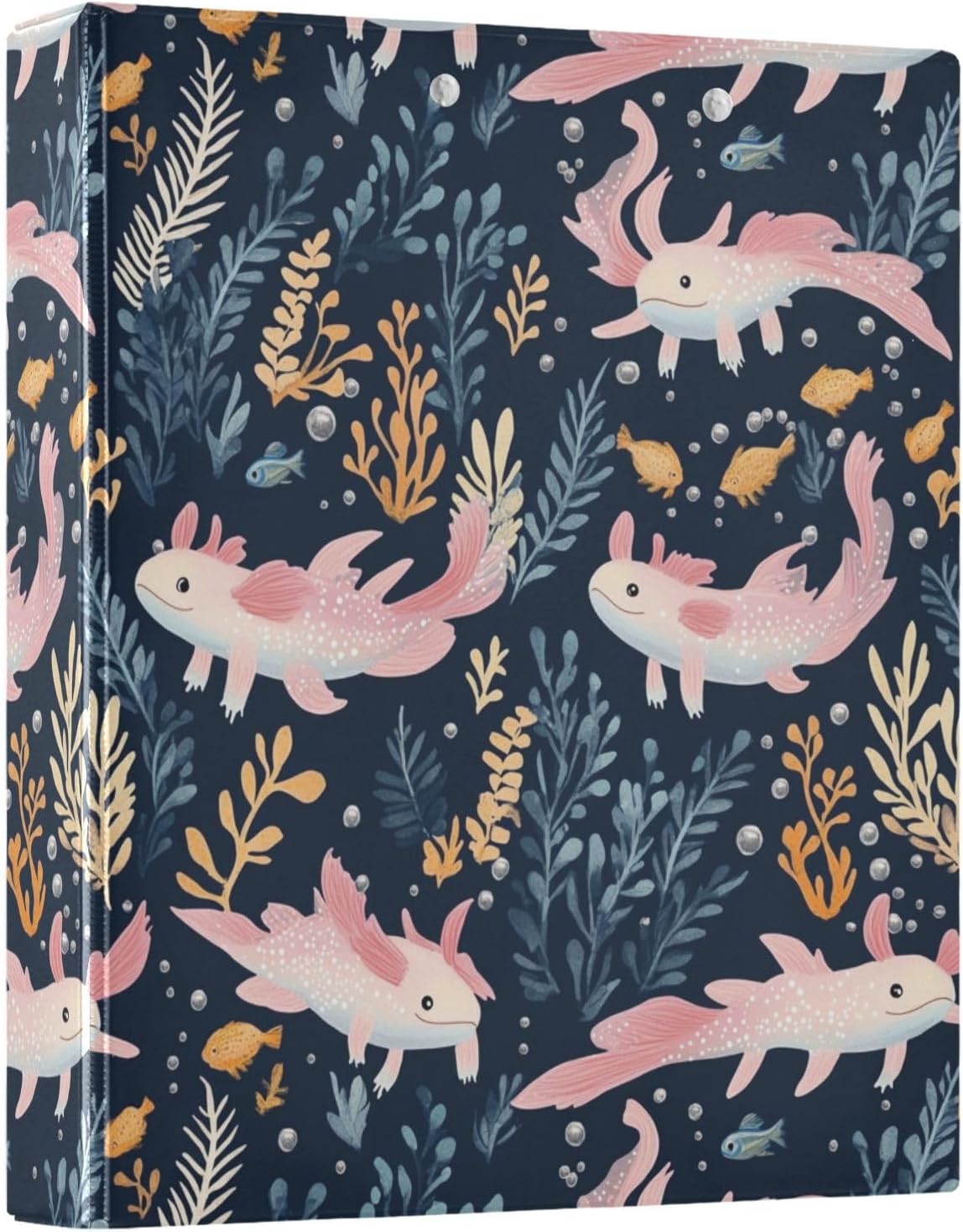 3 Ring Binder Axolotl Cute Binders 1.5 Inch Round Rings Binder Organizer for Letter Size Paper Hardcover Binder for Office Home 1 Pack