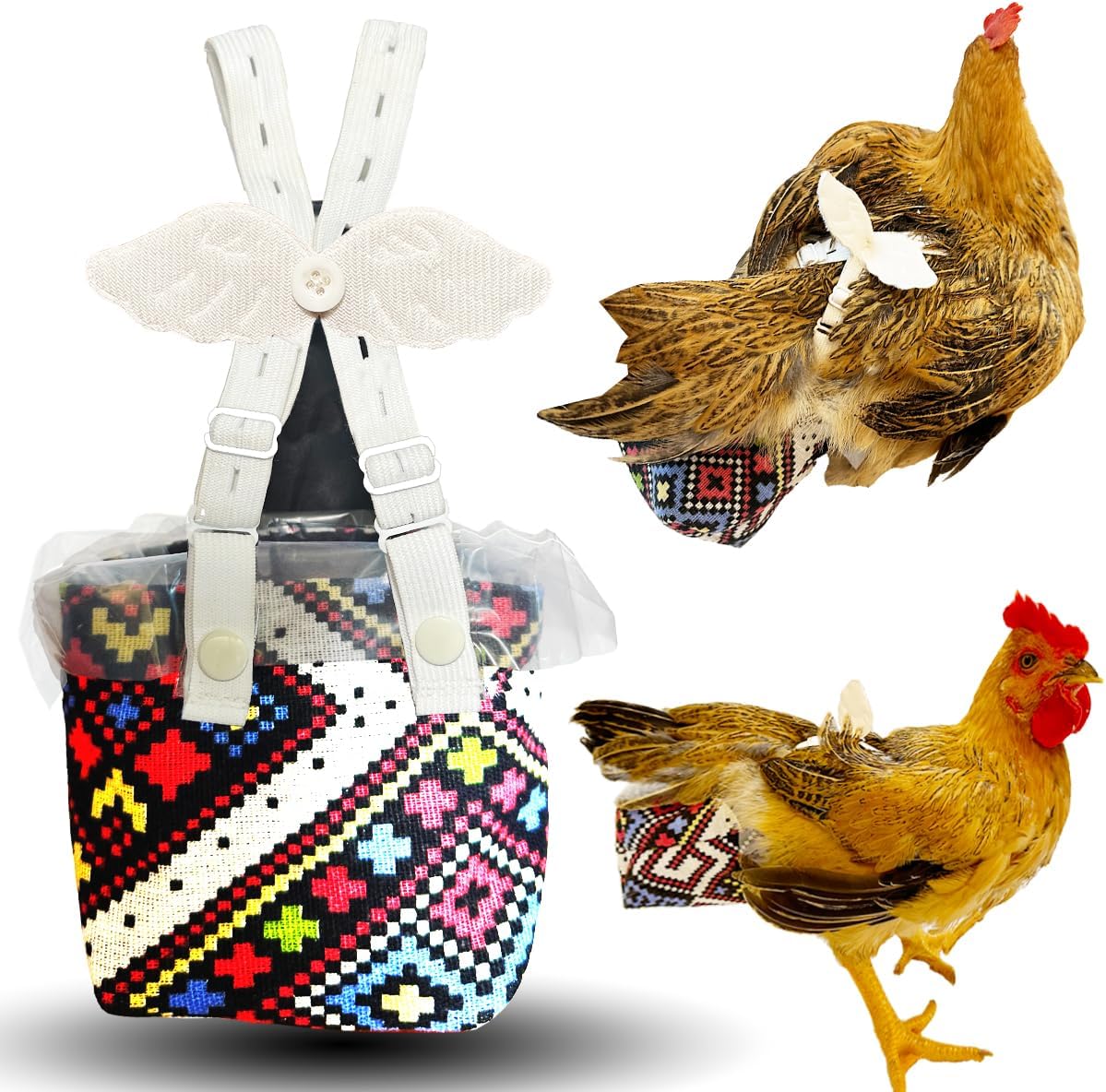 【3rd-Upgrade】 Reusable 3D Chicken Diapers for Indoor Chickens – Leak-Proof 3D Pouch with Replaceable Bag, Adjustable Straps & Cross-Back Design, Fit for Hens and...