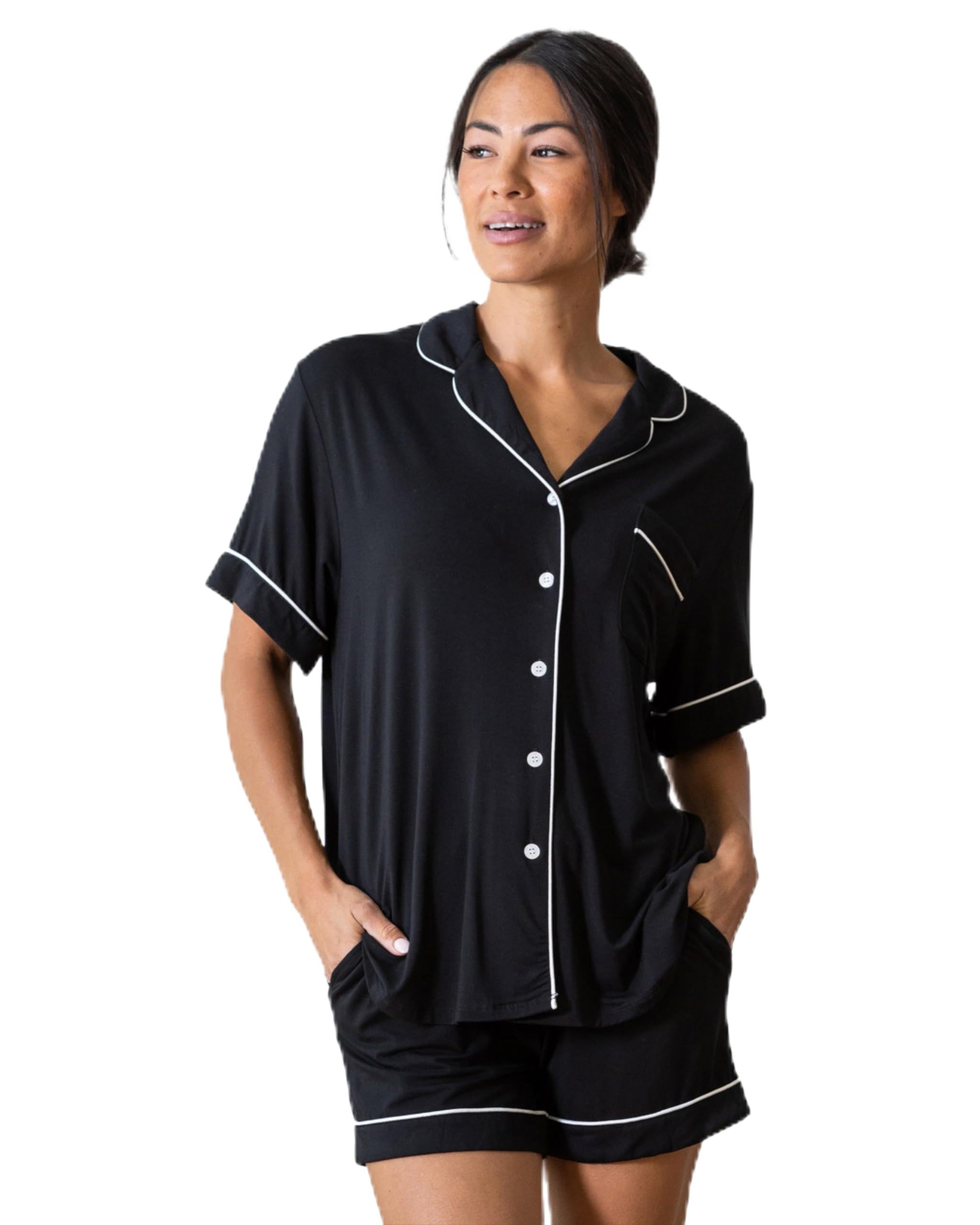 Cozy EarthWomen’s Short Sleeve Pajama Set - Relaxed Fit with Adjustable Waistband & Side Pockets - Women’s Sleepwear
