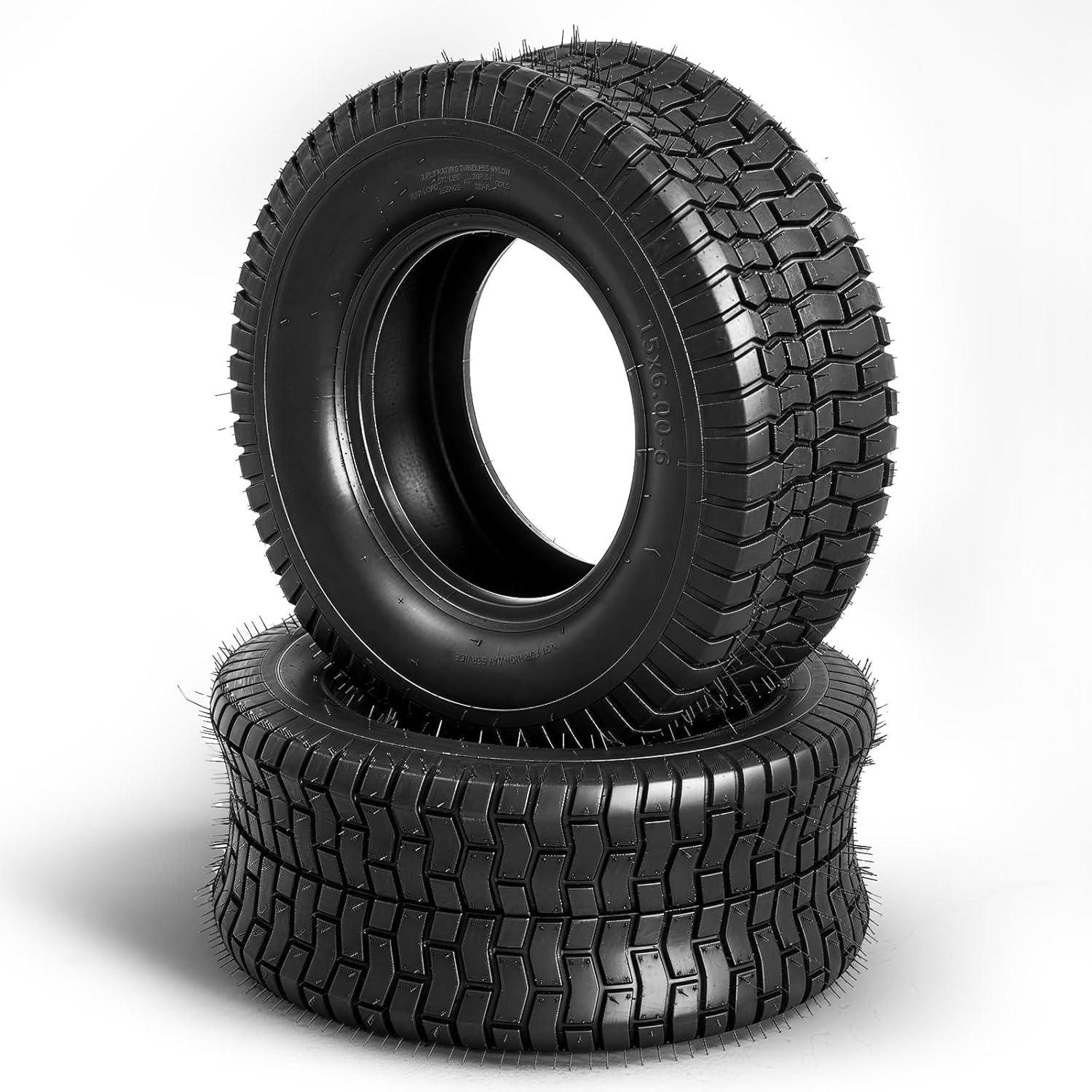 2 Pcs 15x6.00-6 Mower Turf Tires 15x6x6 Tires for Tractor Lawn Mower Riding Zero Turn Mower Tire,Tubeless 2PLY/2PR